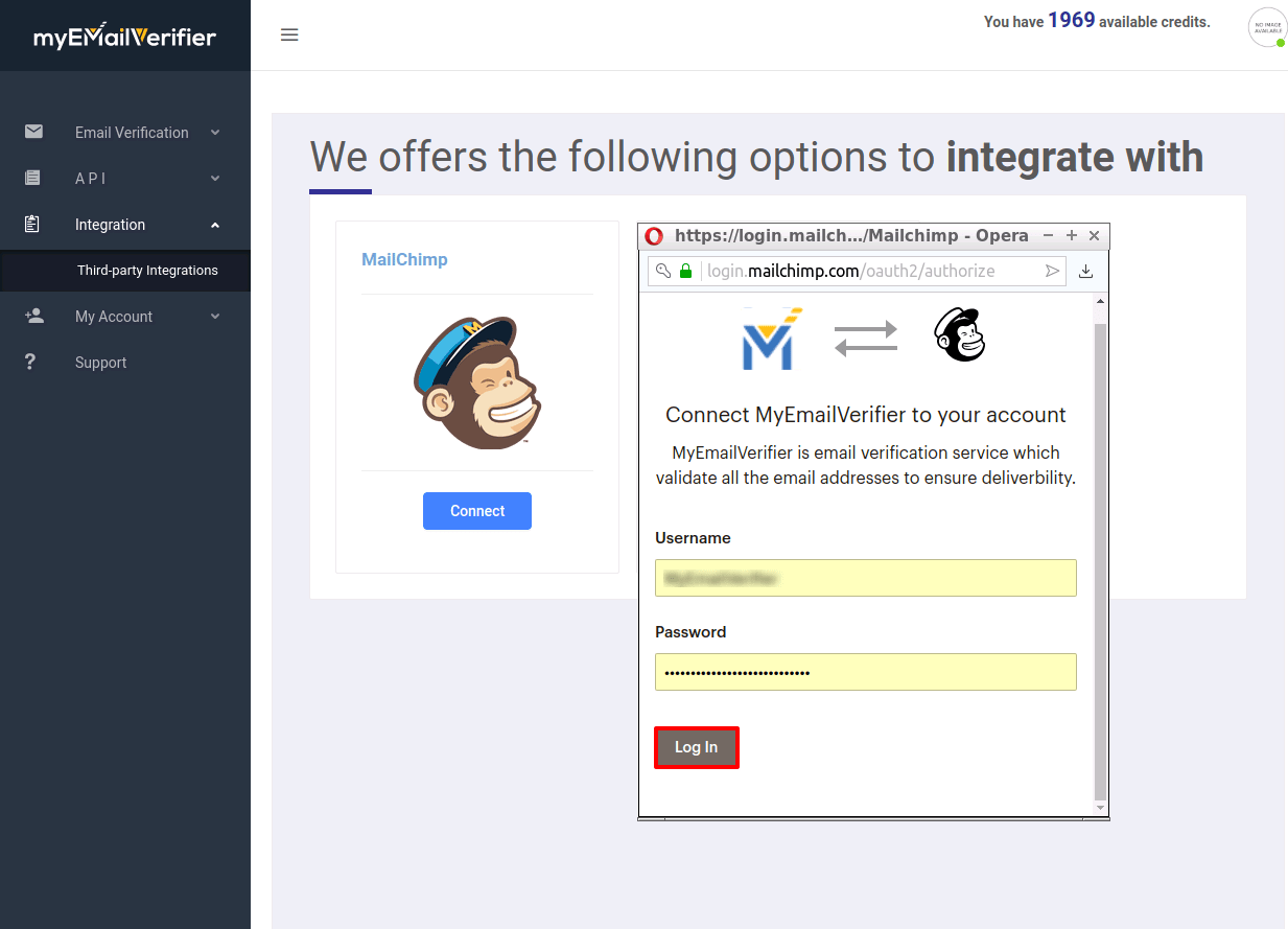 Login into your mailchimp account