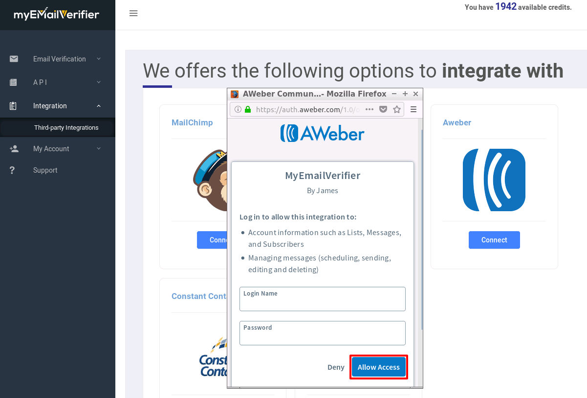 enter-aweber-credentials