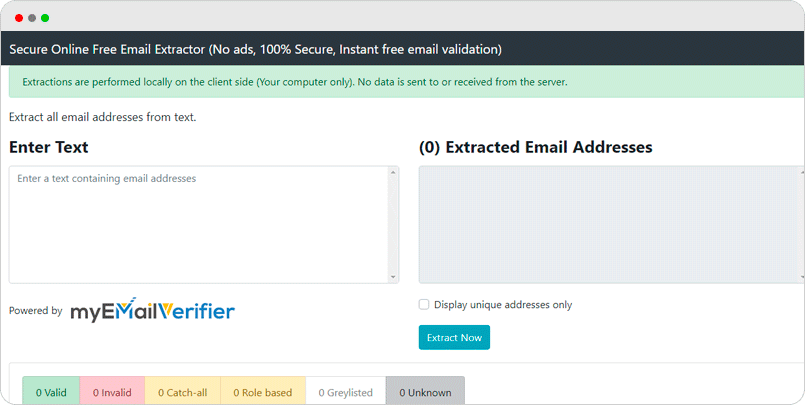 MyEmailVerifier Free Online Email Extractor