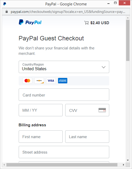 PayPal Guest checkout