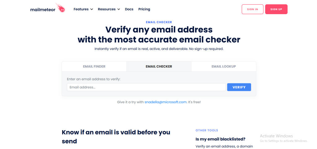 Mailmeteor Email Checker
