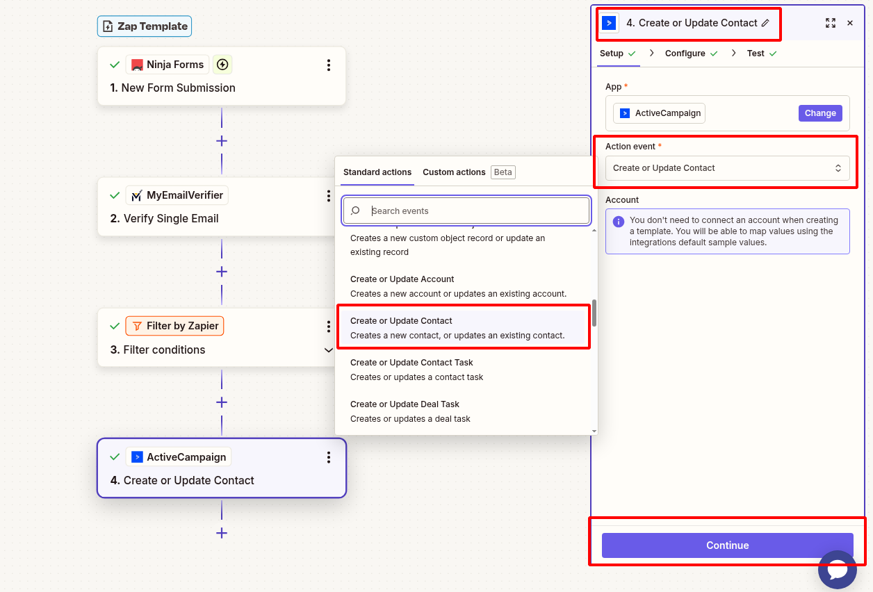 Add verified Ninja Forms submission to ActiveCampaign