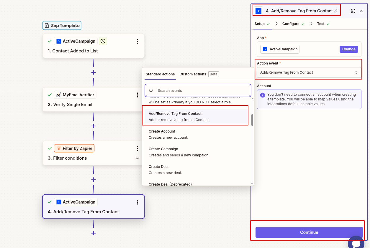 ActiveCampaign tag contact based on email quality verification