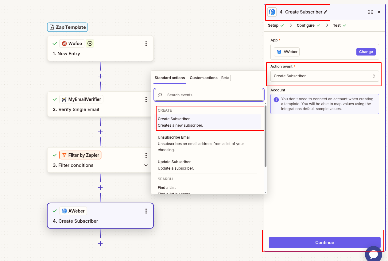AWeber add subscriber with verified Wufoo email