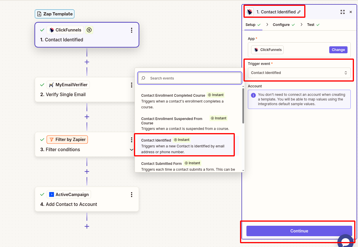 ClickFunnels trigger configuration