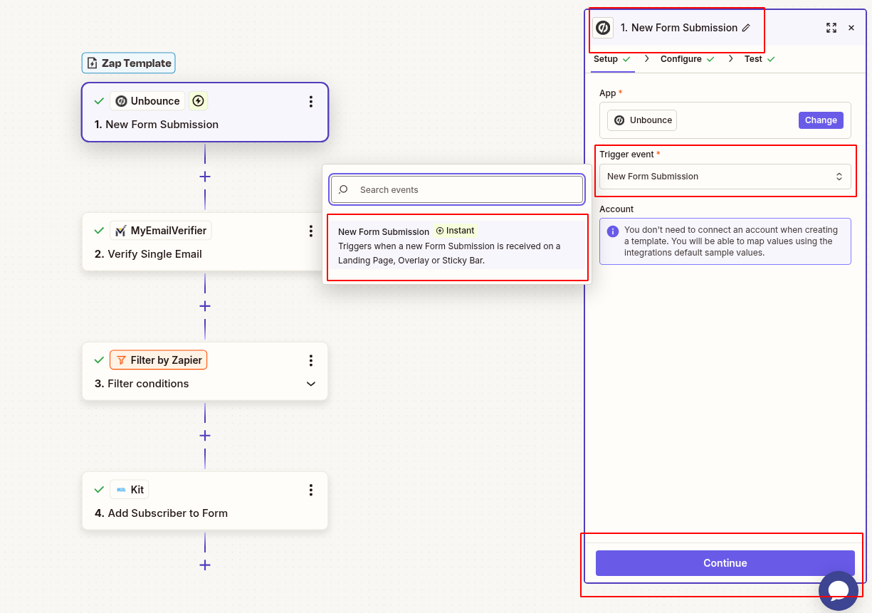 Connect Unbounce new submission trigger in Zapier
