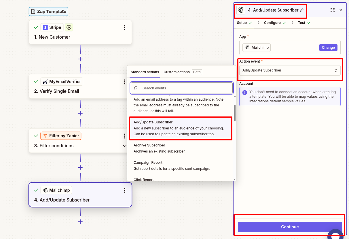 Add verified Stripe customer to Mailchimp