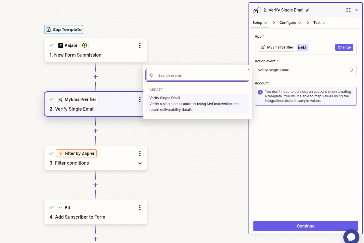 Email verification setup